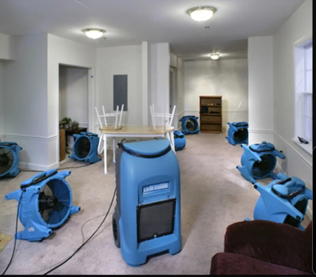 Air movers and dehumidifier setup for Water Extraction & Removal in New Britain